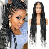 Box Braided Lace Front Wigs Long Micro Braids Full Lace Braided Wig Black Color