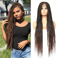 Box Braided Lace Front Wigs Long Micro Braids Full Lace Braided Wig Black Color