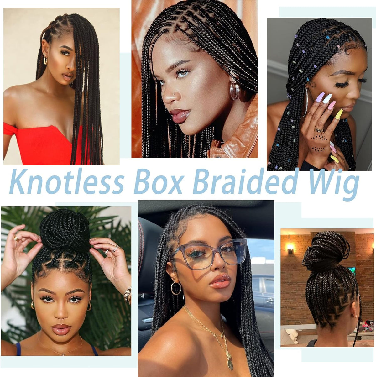 Box Braided Lace Front Wigs Long Micro Braids Full Lace Braided Wig Black Color