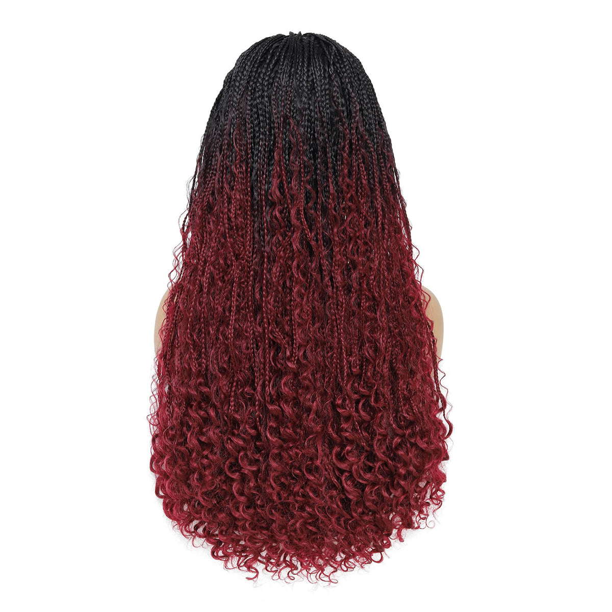 Headband Braided Wigs With Free Tress Box Braided Wigs for Black Women 99j Long Micro Braids Wig Ombre Burgundy Color