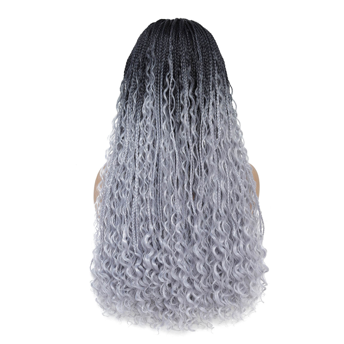 Headband Braided Wigs With Free Tress Box Braided Wigs for Black Women Long Micro Braids Wig Ombre Grey Color