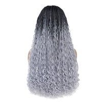 Headband Braided Wigs With Free Tress Box Braided Wigs for Black Women Long Micro Braids Wig Ombre Grey Color