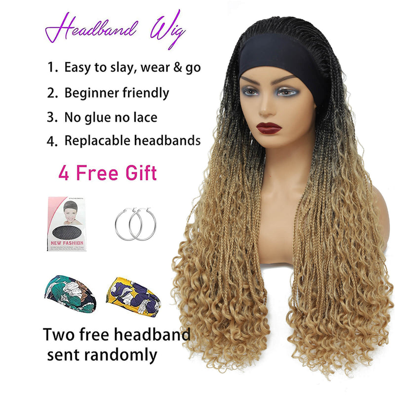 Gold Brown Box Braided Wigs for Black Women Long Micro Braids Wig Colo –  ROSEBONY