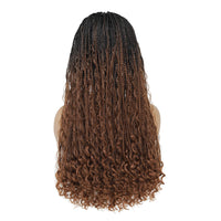 Headband Braided Wigs With Free Tress Box Braided Wigs for Black Women #30 Long Micro Braids Wig Ombre Brown Color
