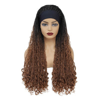 Headband Braided Wigs With Free Tress Box Braided Wigs for Black Women #30 Long Micro Braids Wig Ombre Brown Color