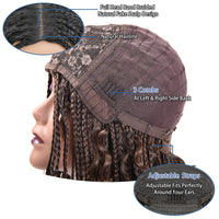 Braided Bob Wigs for Black Women Box Braids Wig with Free Tress 14 Inch Curly Goddess Box Braids Wigs #4 Black Wig