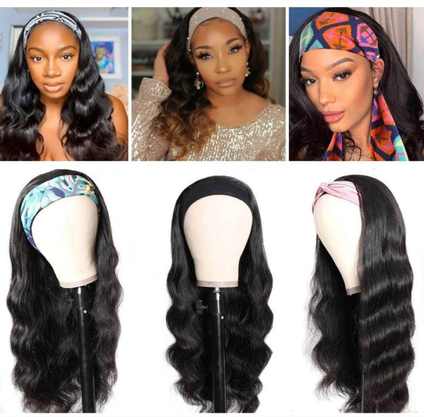 Body Wave Human Hair Wigs With HeadBand Customer & Product Show