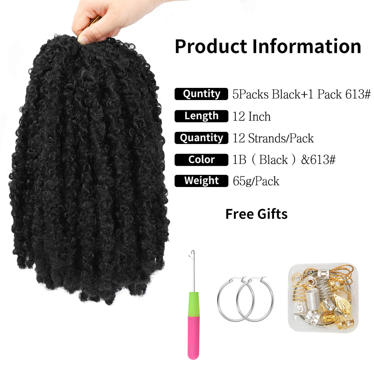 Butterfly Locs 6 Packs Crochet Black with Blonde  Braids Features