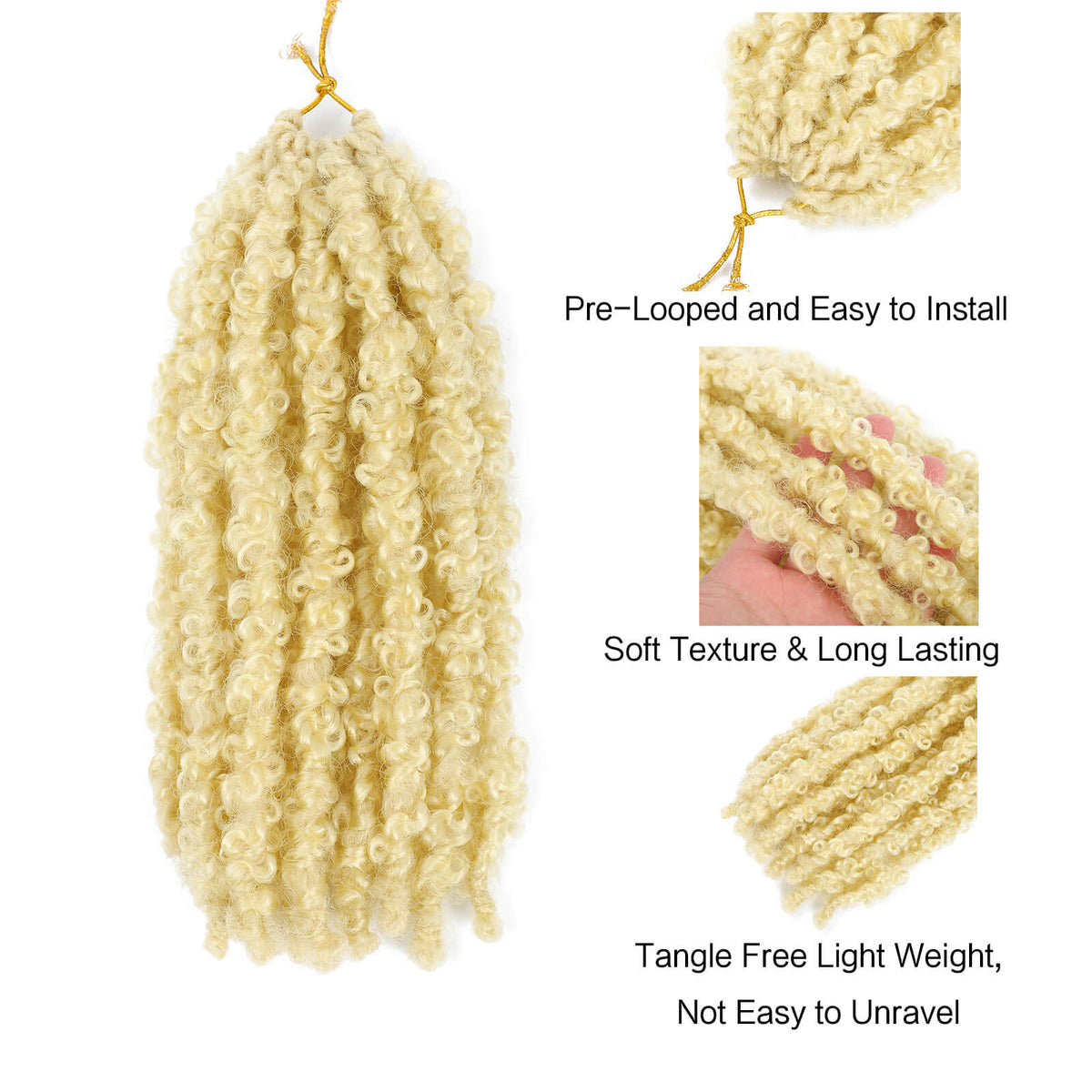 Butterfly Locs Crochet Blonde Braids From Top to Ends Detail Show