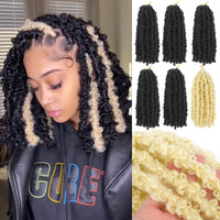 Butterfly Locs Crochet Braids 12 inch Highlight Bob Black with Blonde Crochet Hair
