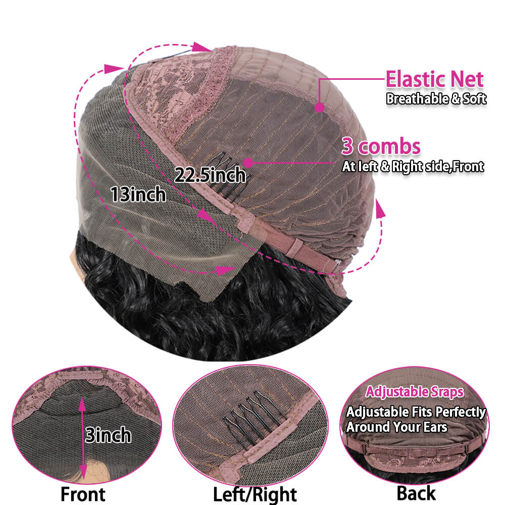 Synthetic Water Wave Lace Front Wigs Cap Show