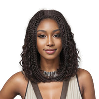 Braided Bob Wigs for Black Women Box Braids Wig with Free Tress 14 Inch Curly Goddess Box Braids Wigs #4 Black Wig