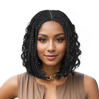 Braided Bob Wigs for Black Women Box Braids Wig with Free Tress 14 Inch Curly Goddess Box Braids Wigs