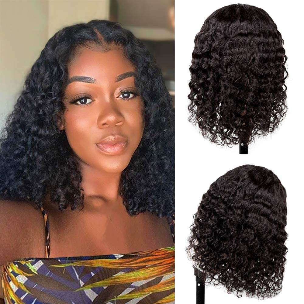 Curly Bob Lace Front Wigs Human Hair Pre Plucked Short Bob Wigs