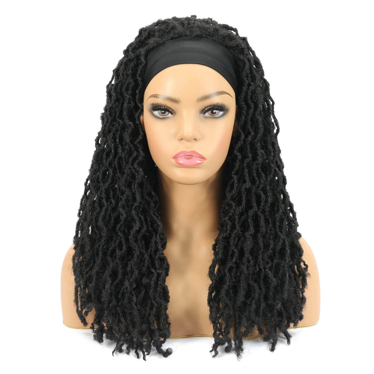 Headband Wig Gypsy Nu Faux Locs Wigs for Black Women Long Twisted Black ...