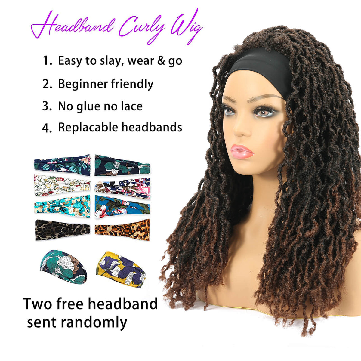 Headband Wig Gypsy Nu Faux Locs Braided Wigs for Black Women Brown Wig –  ROSEBONY