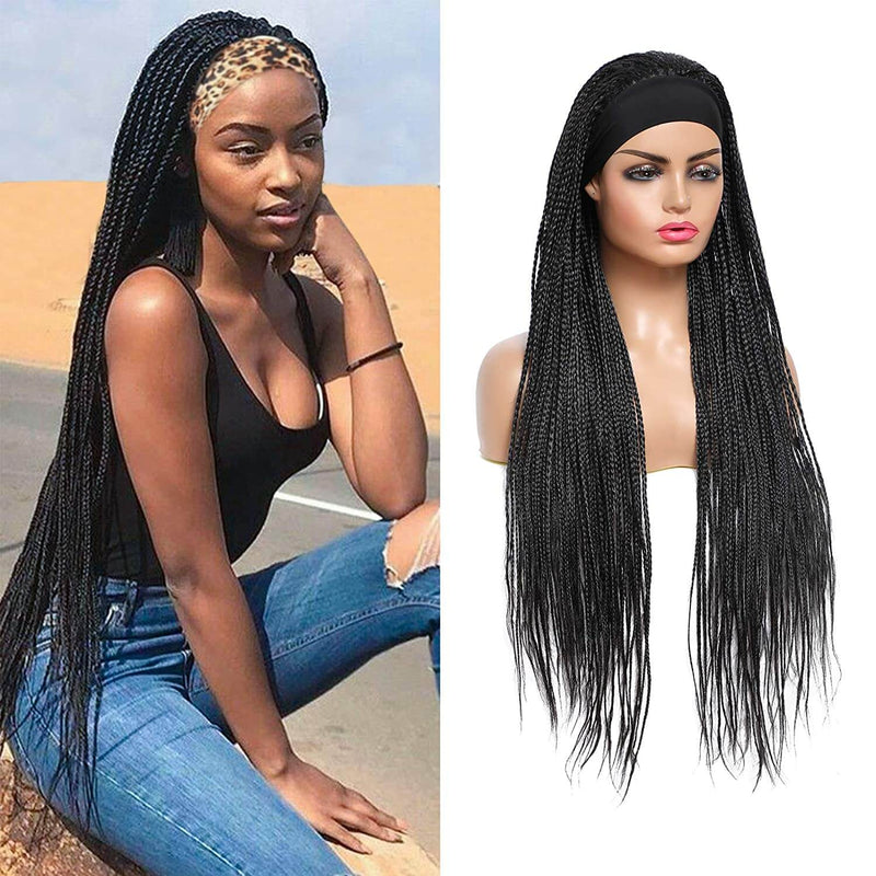 Knotless Braided Wig for Black Women Ombre Burgundy Full Lace