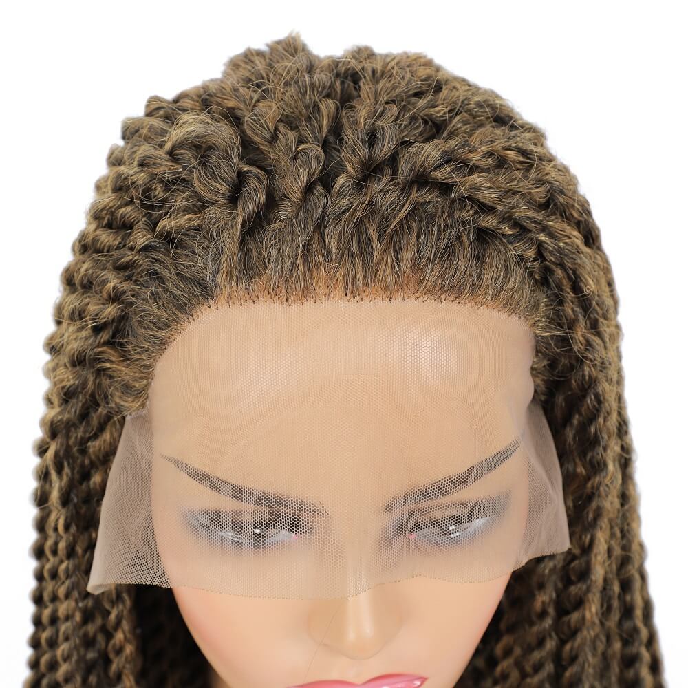 Senegalese Twist Braided Lace Front Wigs 27 Brown Synthetic Twist