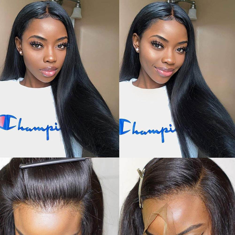 Lace Front Human Hair Wigs Straight Hair Pre Plucked With Baby Hair Gl ...